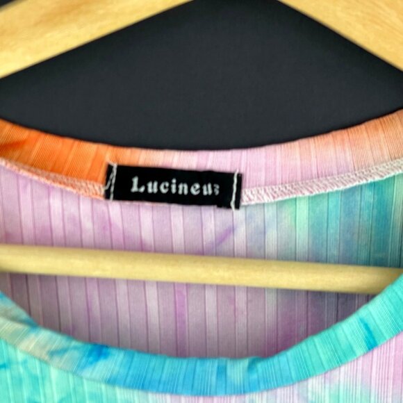 Tie-Dye Ribbed Short Sleeve Midi Dress By Lucineux - Picture 3 of 3